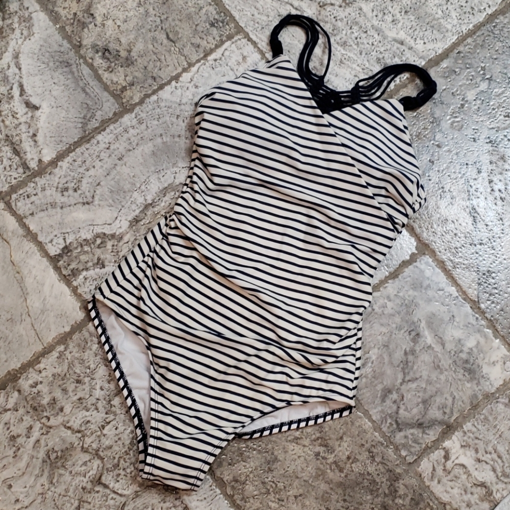 Kona Sol Navy Stripe 1 piece swimsuit